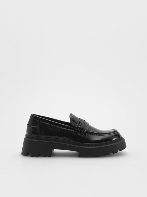 Reserved Women's Black Patent Leather Loafers | Reserved In Lebanon
