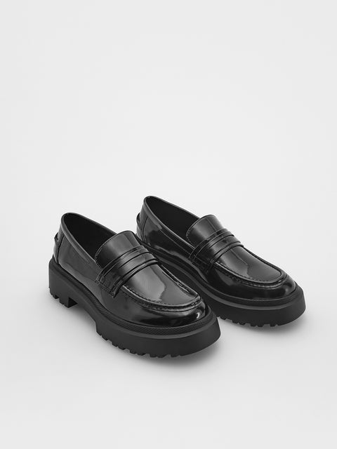 Reserved Women's Black Patent Leather Loafers | Reserved In Lebanon