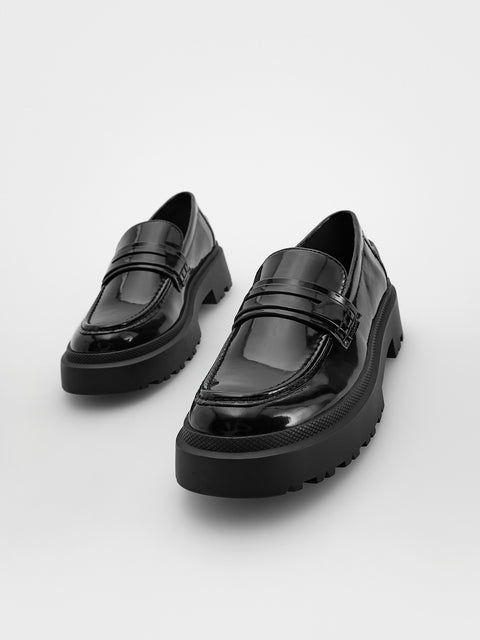 Reserved Women's Black Patent Leather Loafers | Reserved In Lebanon