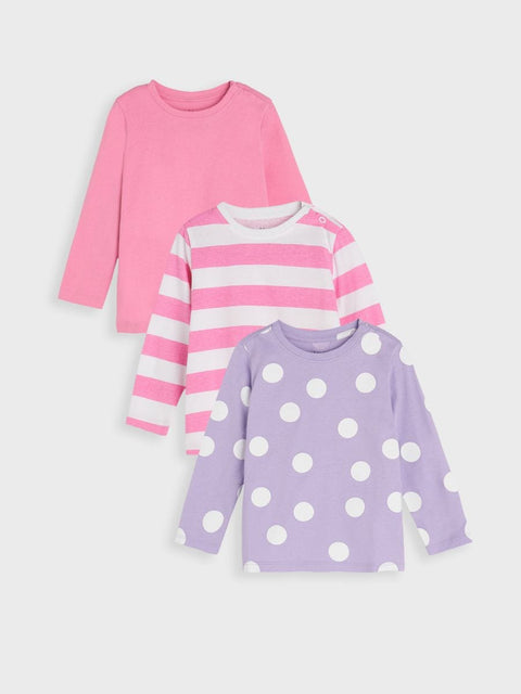 Sinsay Baby Girl's Pink & Purple Pack Of 3 Long Sleeve Blouses | Sinsay In Lebanon
