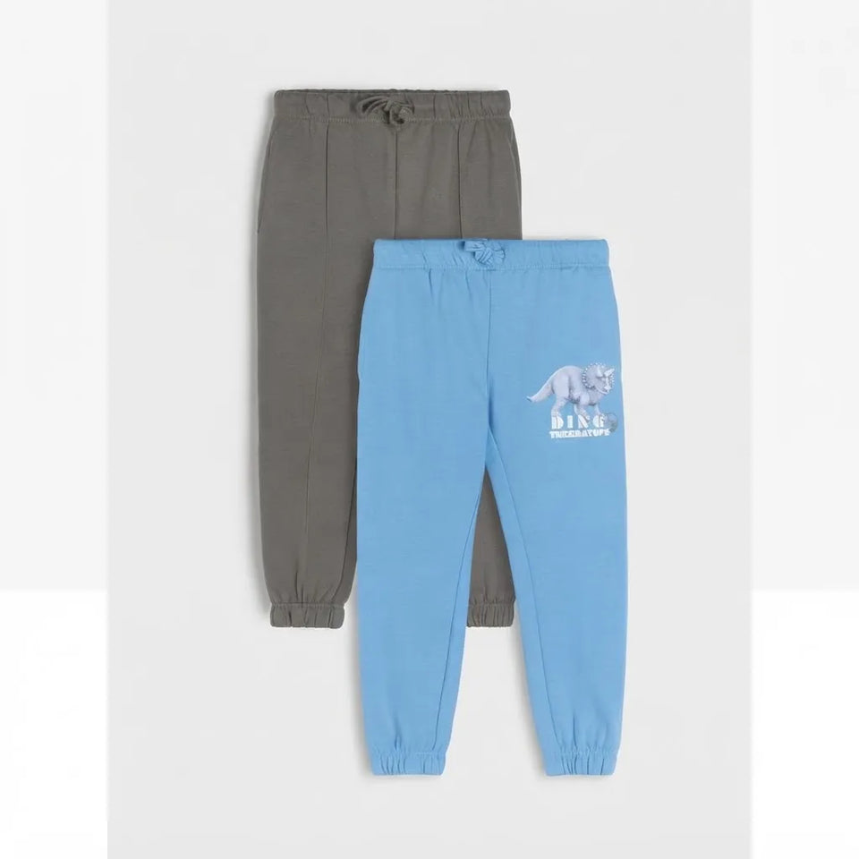 Sinsay Boy's Blue and Grey Elasticated Waistband with Adjustable Drawstrings 2-Pack Sweatpants
