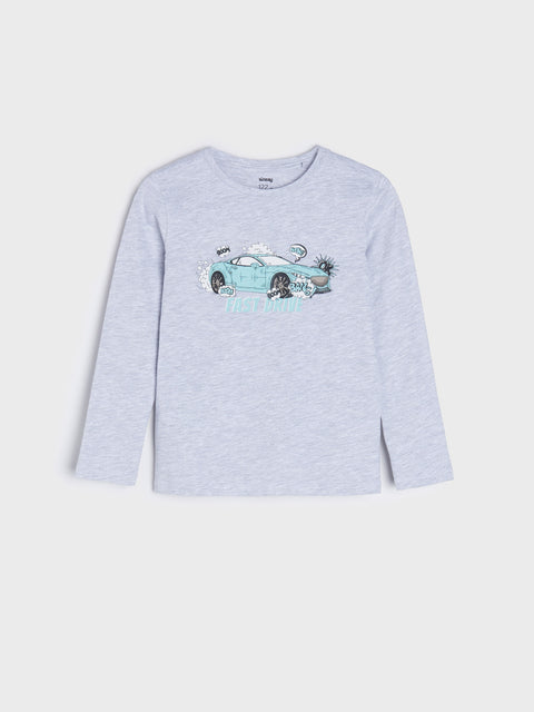 Sinsay Boy's Light Gray Print Long Sleeve Blouse |Sinsay In Lebanon
