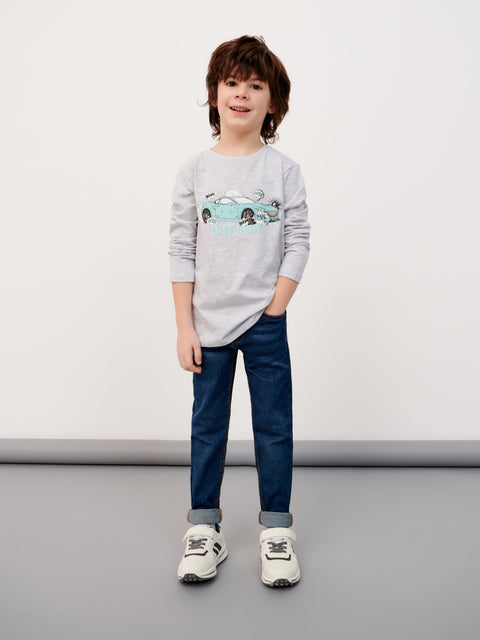 Sinsay Boy's Light Gray Print Long Sleeve Blouse |Sinsay In Lebanon
