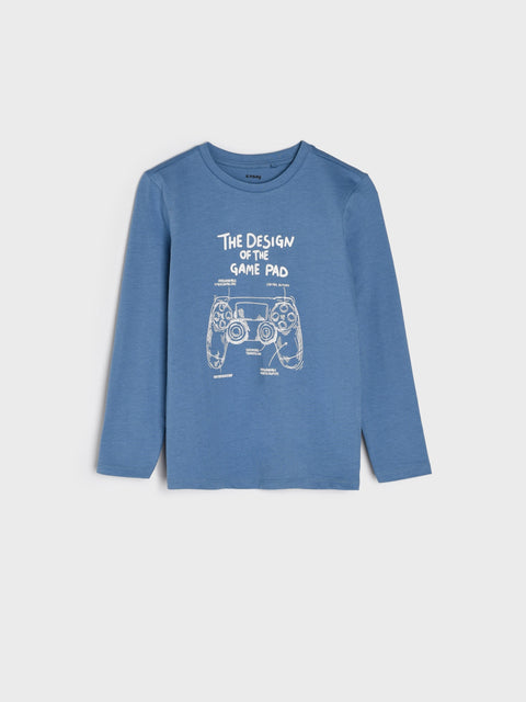 Sinsay Boy's Blue Long Sleeve Blouse With Print | Sinsay In Lebanon