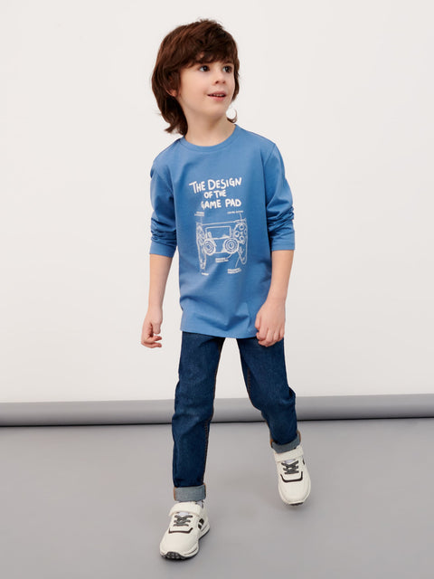 Sinsay Boy's Blue Long Sleeve Blouse With Print | Sinsay In Lebanon