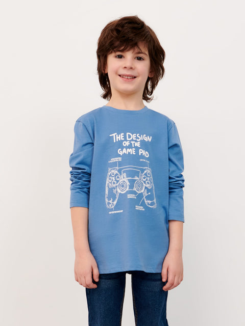 Sinsay Boy's Blue Long Sleeve Blouse With Print | Sinsay In Lebanon