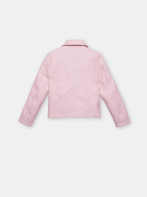 Pink jacket on a light gray background