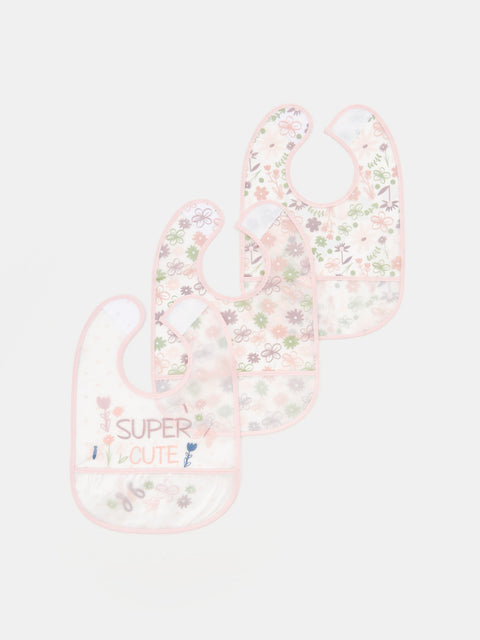 Sinsay Pink Floral Pack Of 3 Bibs 34 cm x 24 cm | Sinsay In Lebanon