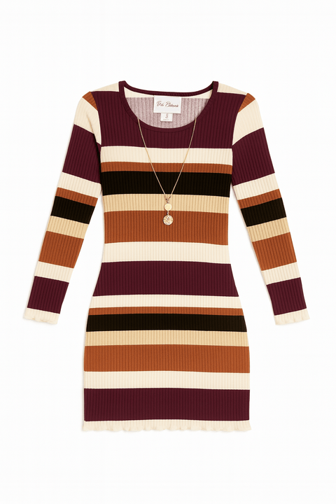 Rare Editions Girl's Multicolor Rib Knit Dress ABFK1295