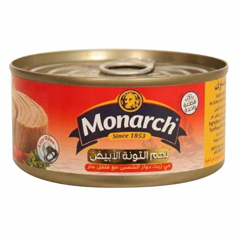 Monarch Tongol Tuna White Meat Tuna In Sunflower Oil With Hot Chilies 185Gr
