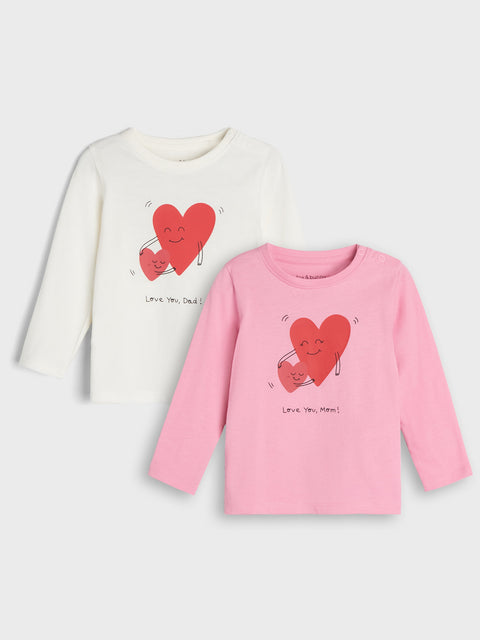 Sinsay Baby Girl's White & Pink Long Sleeve Blouses 2 Pack | Sinsay In Lebanon
