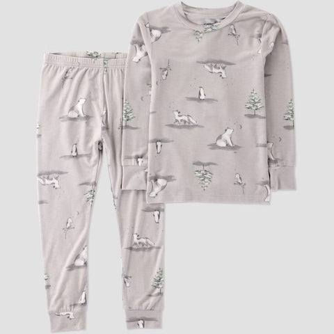 Carter's Just One You Boy's Light Gray 2pc Mint Polar Bears & Trees Short Sleeve Comfy Soft Snug Fit Pajama Set | Carter's Just One You In Lebanon