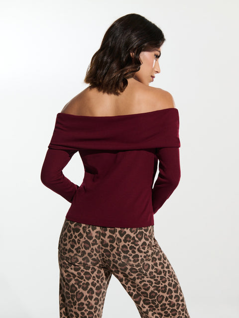 Sinsay Women's Burgundy Long Sleeve Off Shoulder Blouse|Sinsay In Lebanon