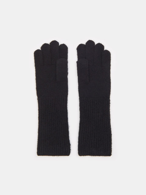 Pair of black gloves on a white background