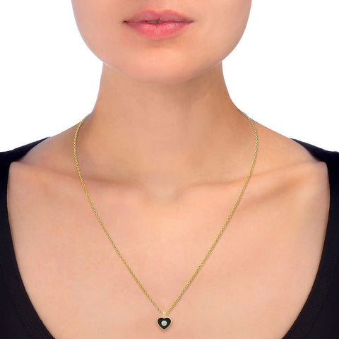 Royal Aura Women's Gold-Tone Heart Crystal & Black Enamel Heart Jewelry Set |Royal Aura In Lebanon