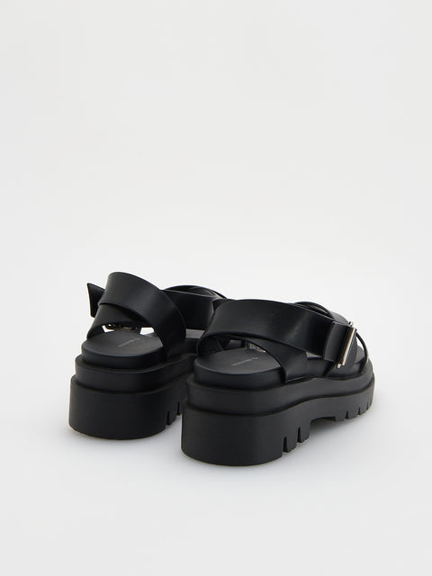 Reserved Women's Black Leather Buckles Sandals | Reserved In Lebanon