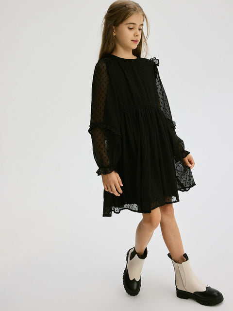 Reserved Girl's Black Patterned Dress | Reserved In Lebanon