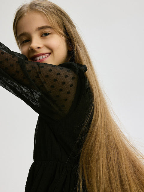 Reserved Girl's Black Patterned Dress | Reserved In Lebanon