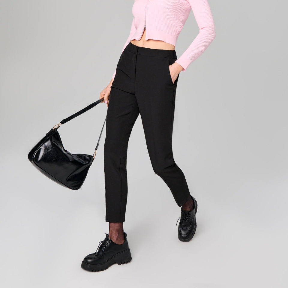 Sinsay Women's Black Slim Straight Fit Trousers