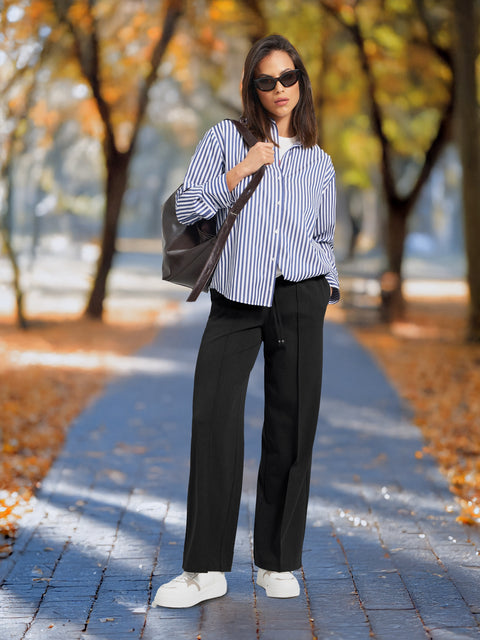 Sinsay Women's Black Elastic Waist Wide Leg Pants | Sinsay in Lebanon