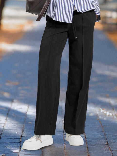 Sinsay Women's Black Elastic Waist Wide Leg Pants | Sinsay in Lebanon