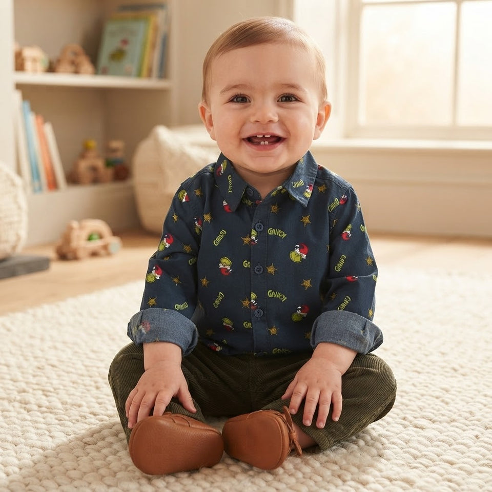 Sinsay Baby Boy's Navy Printed Classic Shirt
