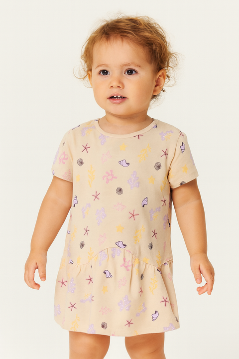 Sinsay Fox & Bunny Baby Girl's Beige Dress With A Print | Sinsay In Lebanon