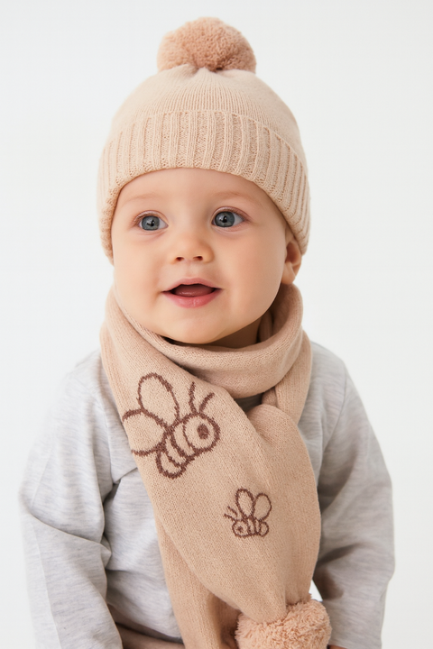 Reserved Baby Boy's Beige Winnie The Pooh Scarf | Reserved In Lebanon