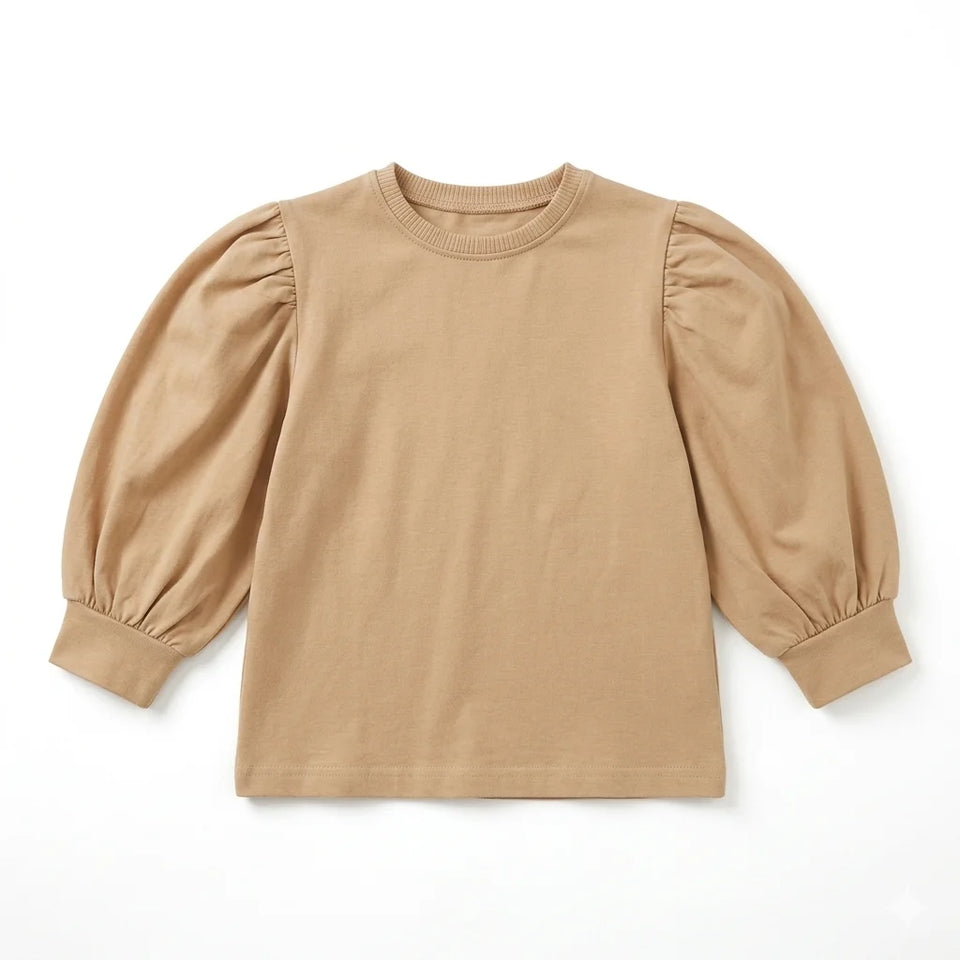 Zara Girl's Tan Puff Sleeves Blouse | Zara In Lebanon