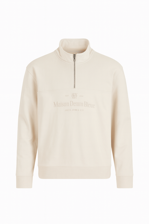 Jack & Jones Men's Off White 1/4 Zip Sweatshirt | Jack & Jones In Lebanon