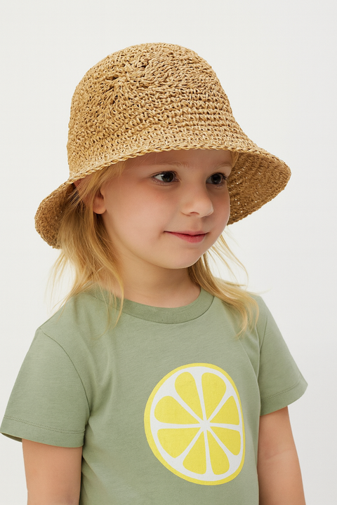 Reserved Girl's Nude Straw Bucket Hat | Reserved In Lebanon