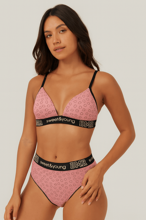 Demar Women's Pink Strapped Lingerie Set | Demar In Lebanon