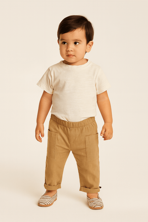 POMPdeLUX Boy's Beige Linen Trouser | POMPdeLUX in Lebanon