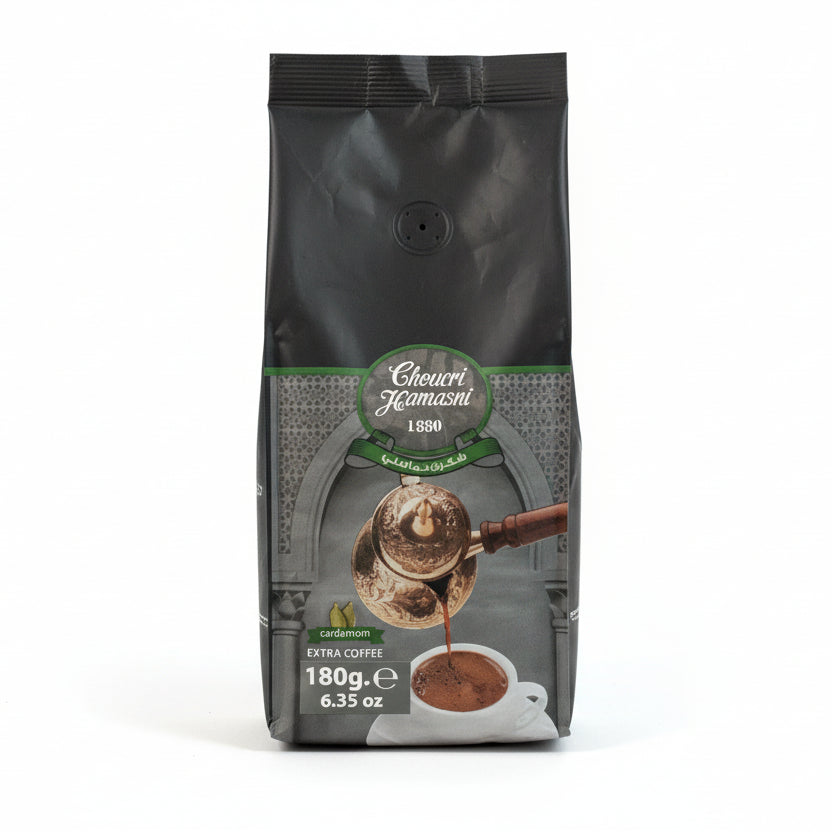 Chevalier Kamazin coffee package on a wooden surface