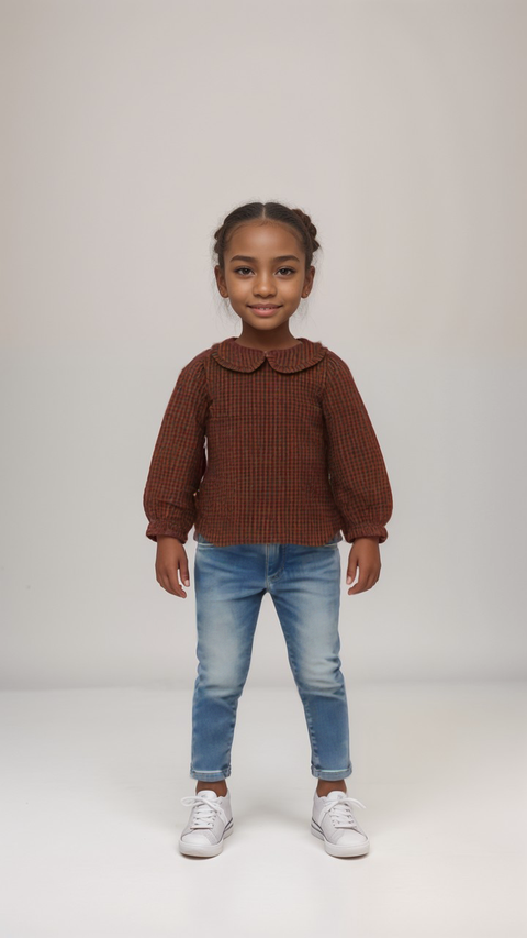 POMPdeLUX Girl's Stiped Dusty Rose Long Sleeve Blouse | POMPdeLUX in Lebanon