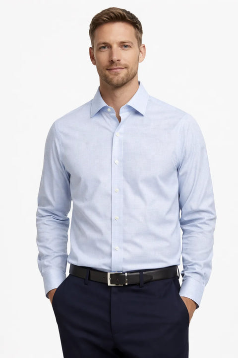 Banana Republic Men's Blue & White Checkered Slim Fit Stretch Shirt|Banana Republic In Lebanon