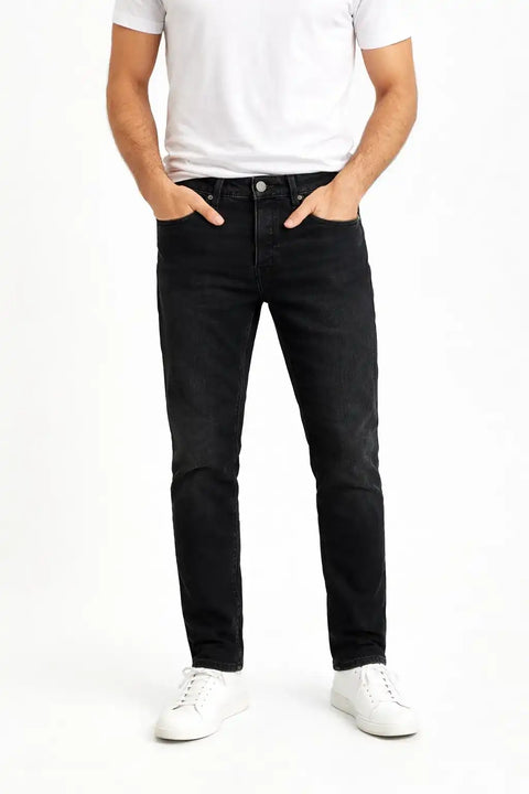Jack & Jones Men's Washed Black Slim Straight Fit Jeans | Jack & Jones In Lebanon