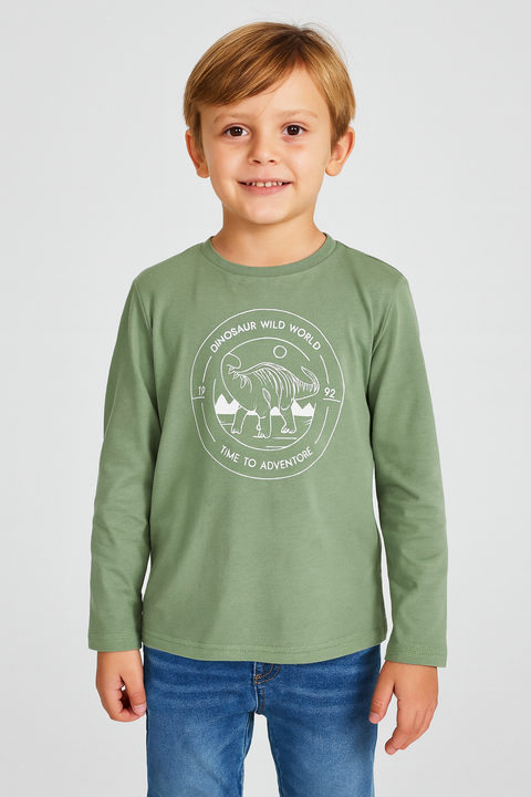 Sinsay Boy's Khaki Green & Off White Long Sleeve Pack Of 2 Blouses | Sinsay In Lebanon