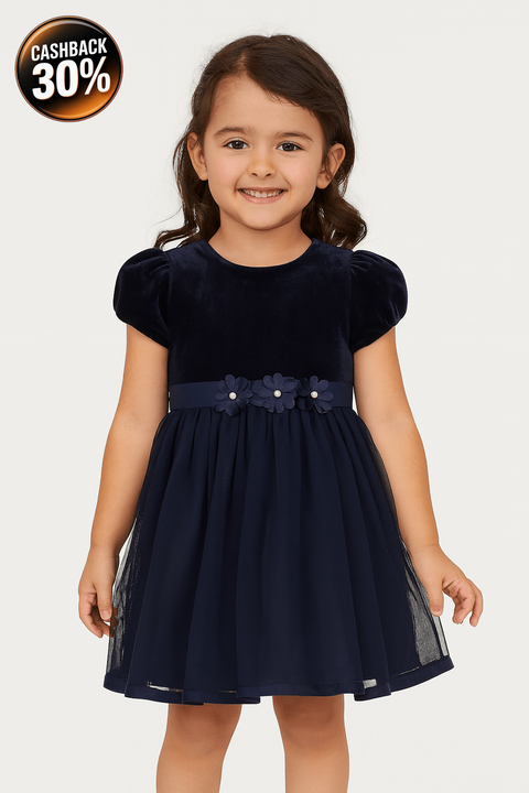Boboli Girl's Navy Blue Velvet Dress| Boboli in Lebanon