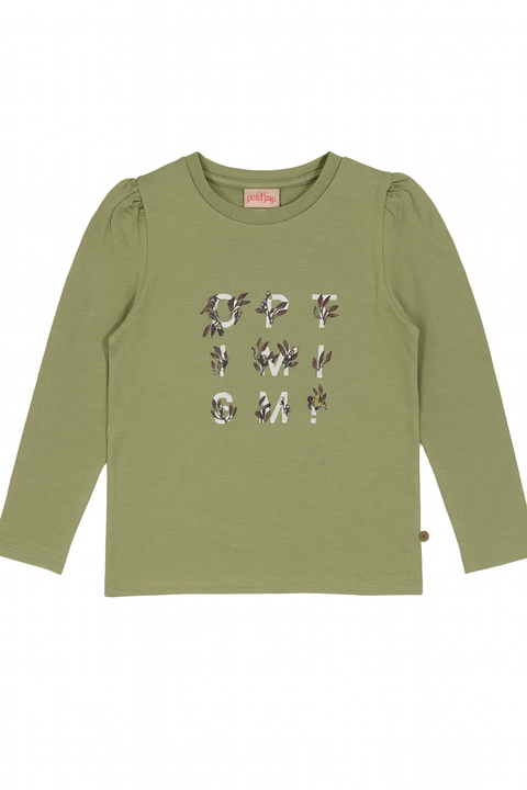 POMPdeLUX Girl's Light Green Long-Sleeve Blouse |POMPdeLUX in Lebanon