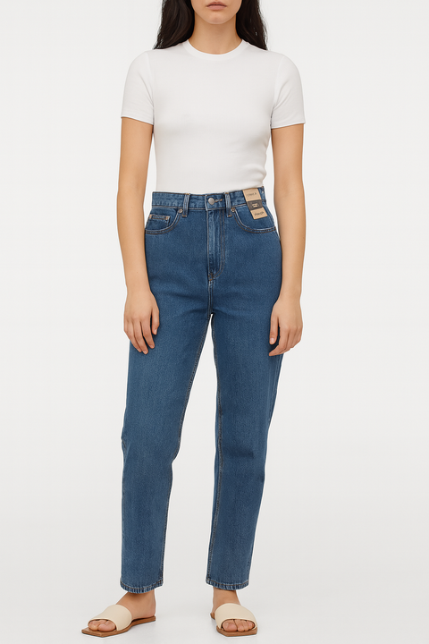 Pull & Bear Women's Dark Blue Dad Fit Jeans |Pull & Bear In Lebanon
