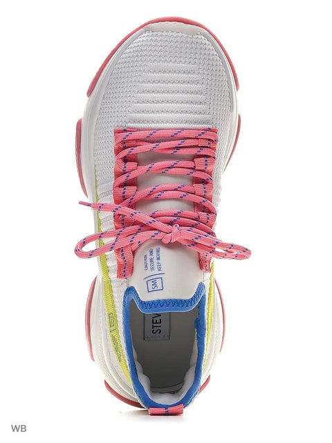 Steve Madden Women's White & Pink Mac Sneakers | Steve Madden In Lebanon