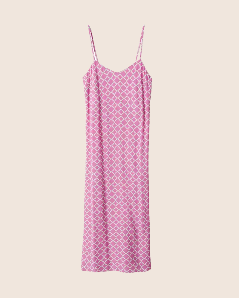 Mango Women's Pink Strappy Printed Midi Dress UVPF9 FE230 (shr)