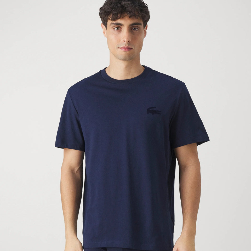 Lacoste Men's Navy Crew Neck Crest Logo T-shirt