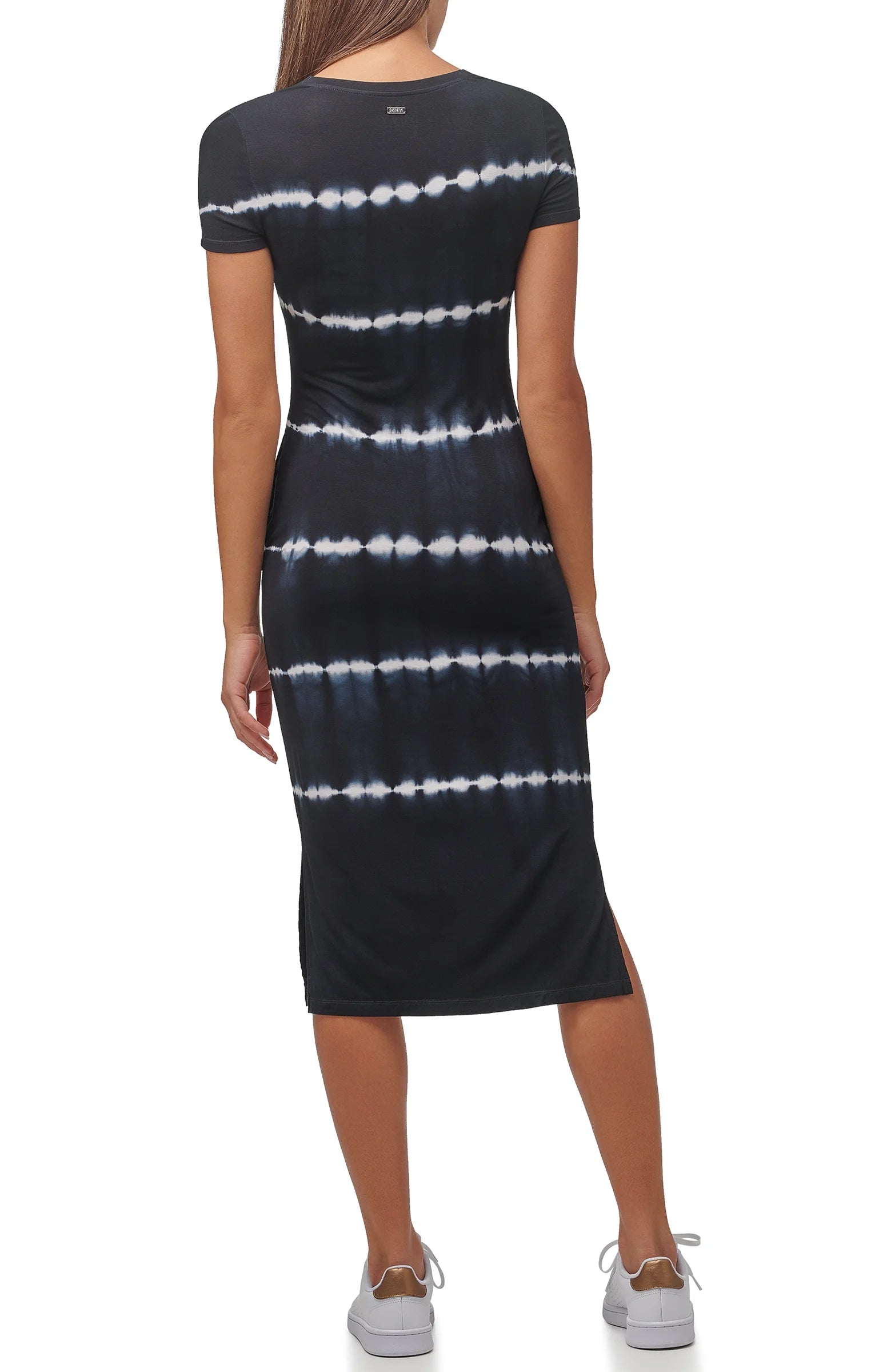 Marc New York Women's Black Performance Stripe Tie Dye Midi Dress with Side Pockets | Marc In Lebanon