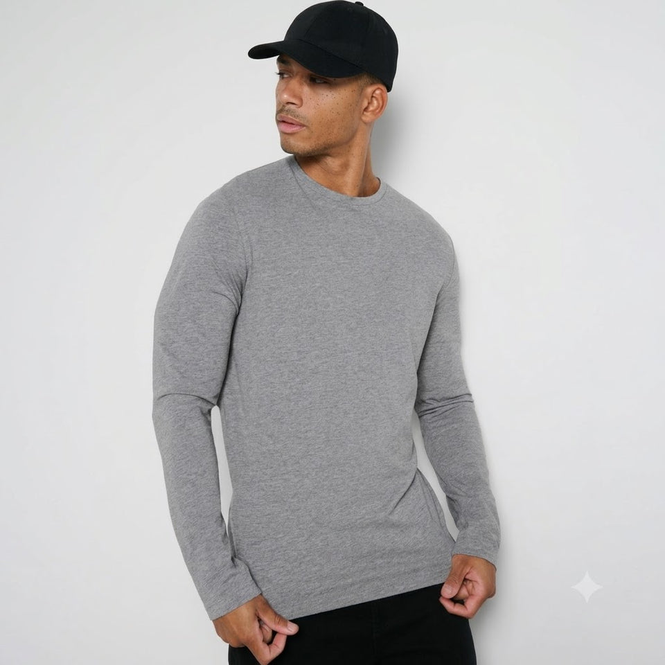 Sinsay Men's Gray Long Sleeve Basic Blouse