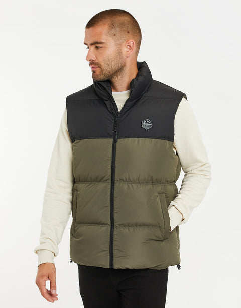 Threadbare Men's Black & Olive Lethame Vest |Threadbare In Lebanon