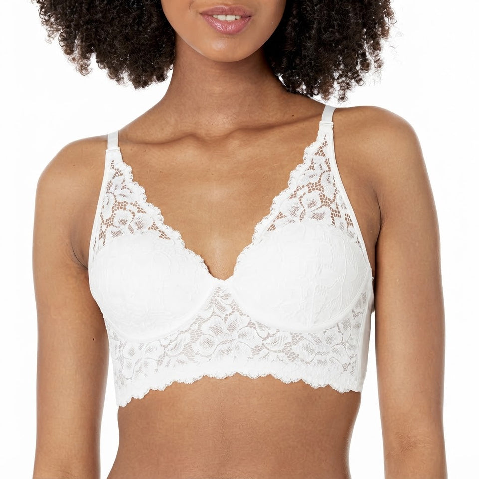 Maidenform Women's White Casual Comfort Halter Bralette Bra