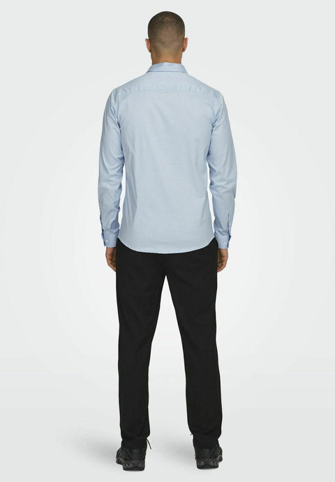 Only & Sons Men's Cashmere Blue Base Life Slim Cut Long Sleeve Shirt | Only & Sons In Lebanon