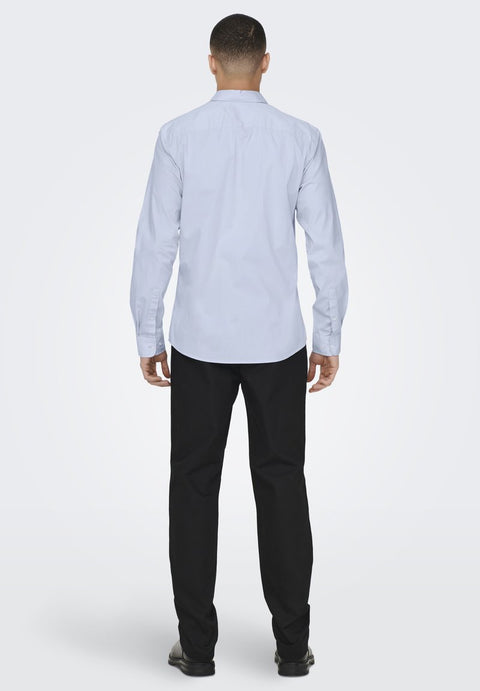 Only & Sons Men's Blue Slim Easy Iron Poplin Shirt | Only & Sons In Lebanon